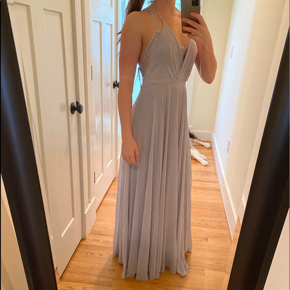 Lulu's Light Grey Maxi Dress